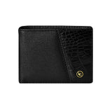 La Cressida Men's Saffiano Croco Print Black Leather Bi-fold Wallet