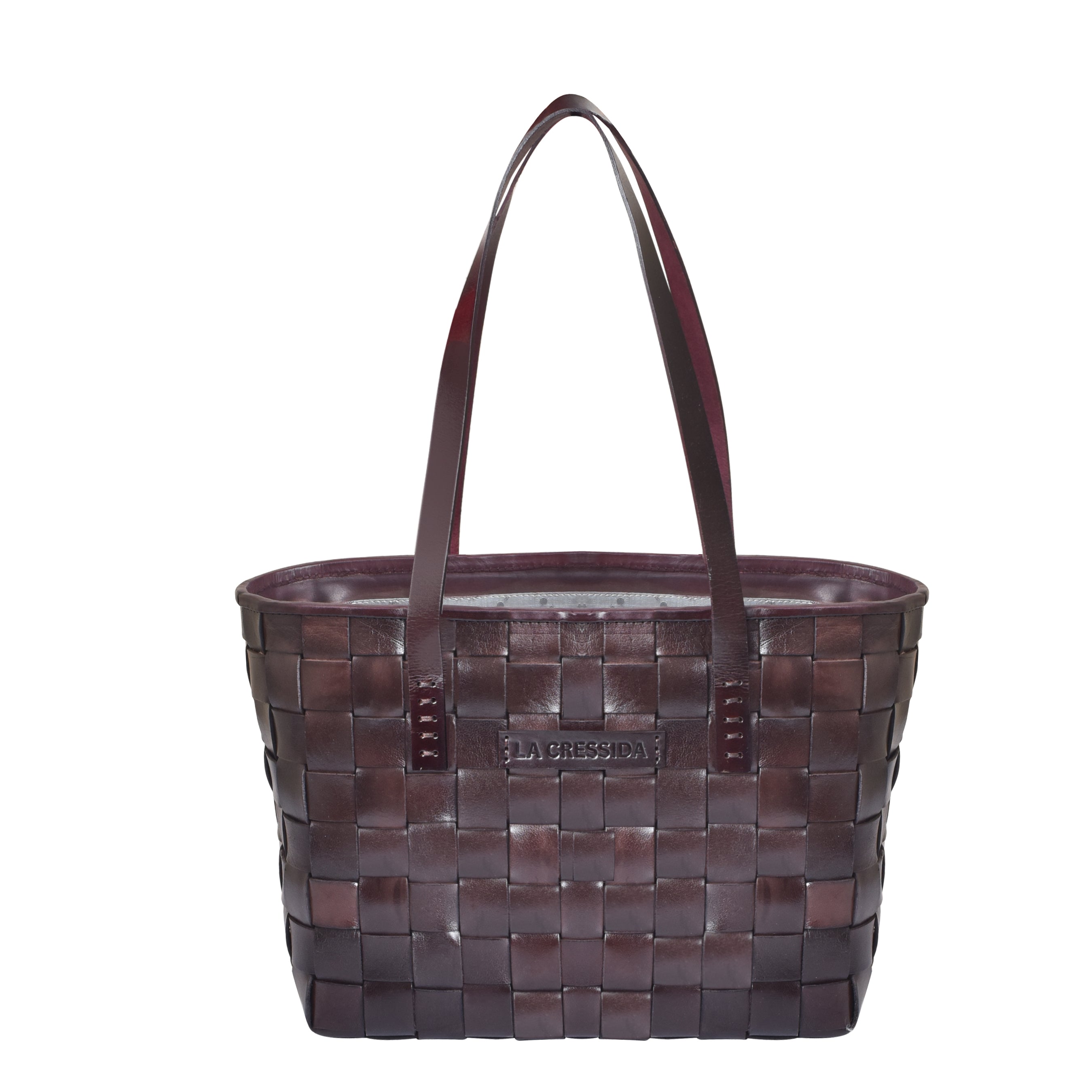 La Cressida Handwoven Brown Leather Tote Bag for Women