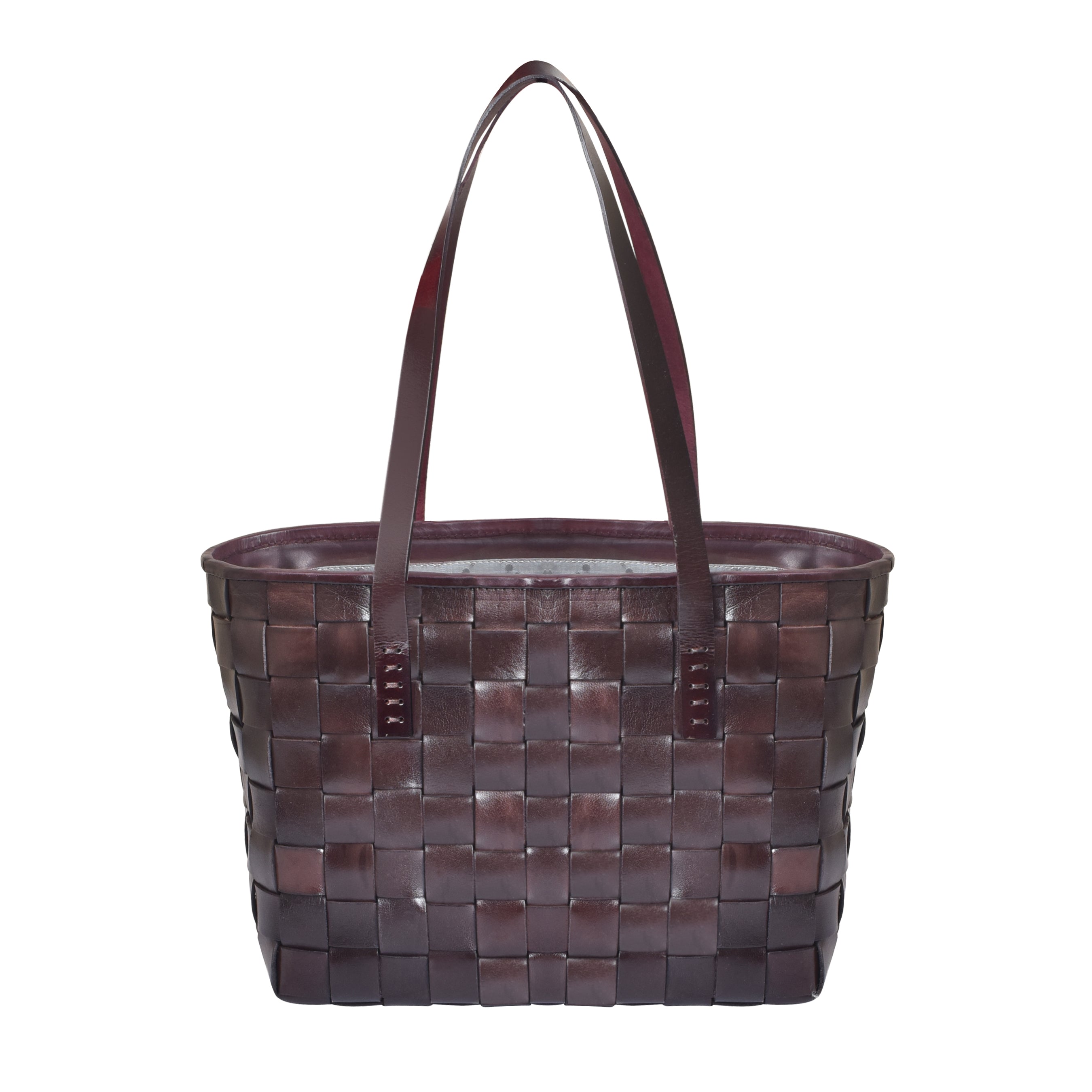 La Cressida Handwoven Brown Leather Tote Bag for Women
