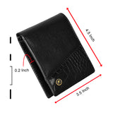 La Cressida Men's Saffiano Croco Print Black Leather Bi-fold Wallet