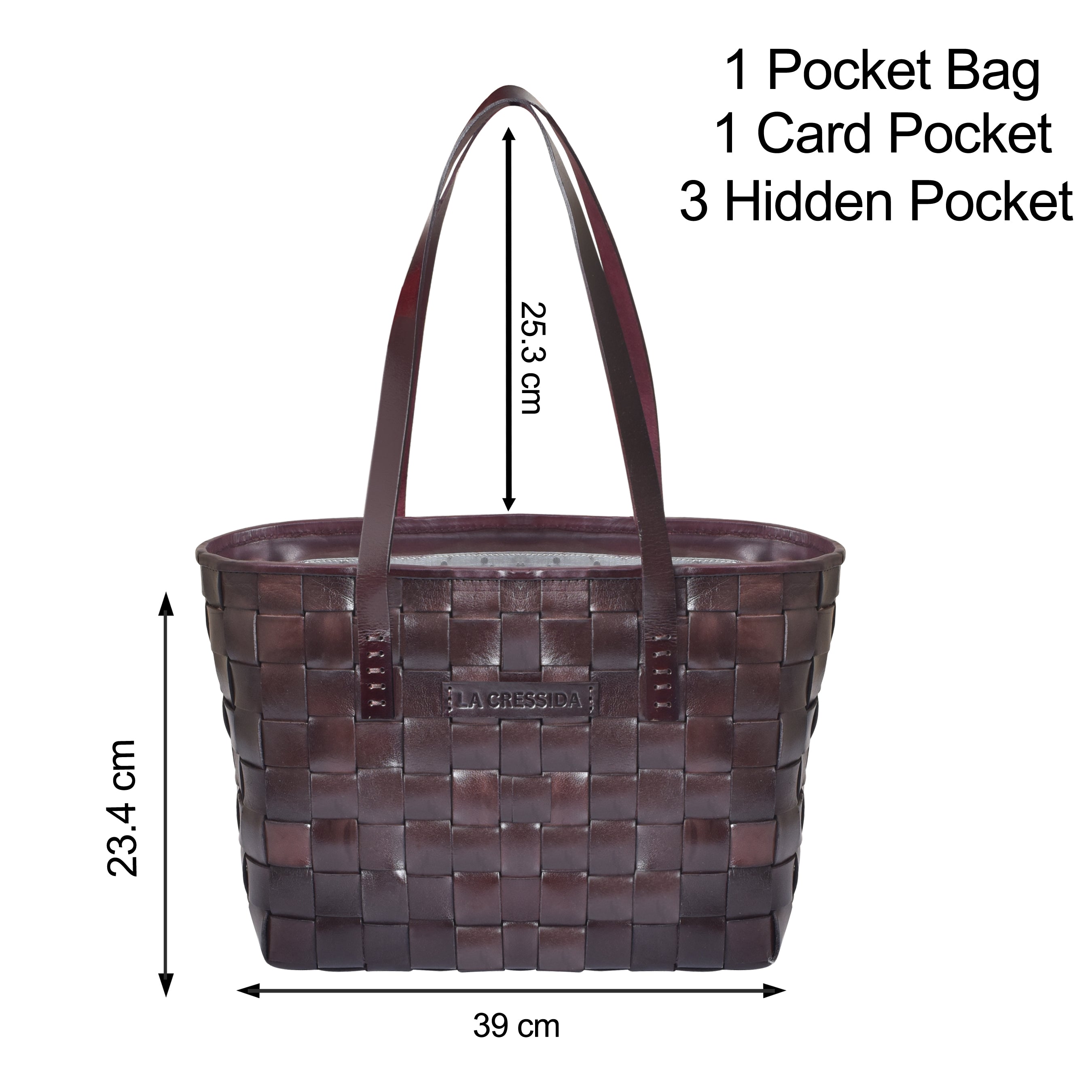 La Cressida Handwoven Brown Leather Tote Bag for Women