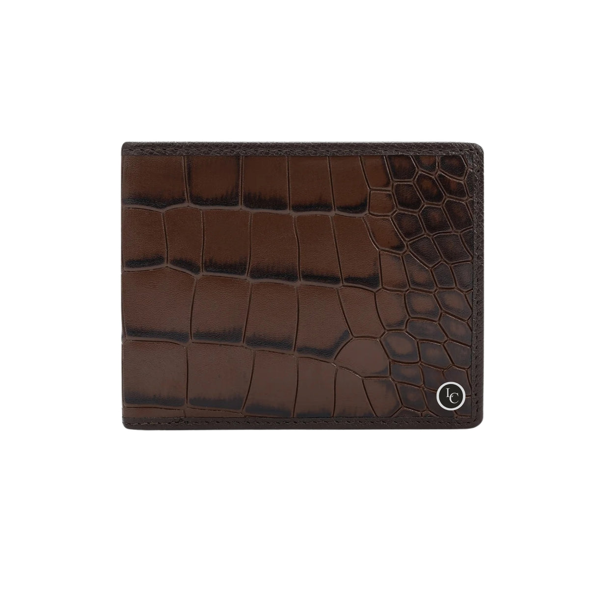 Brown Bifold Croco Leather Mens Wallet