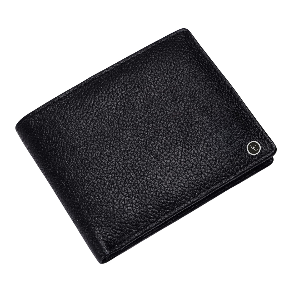 Black Wax Bifold Leather Mens Wallet