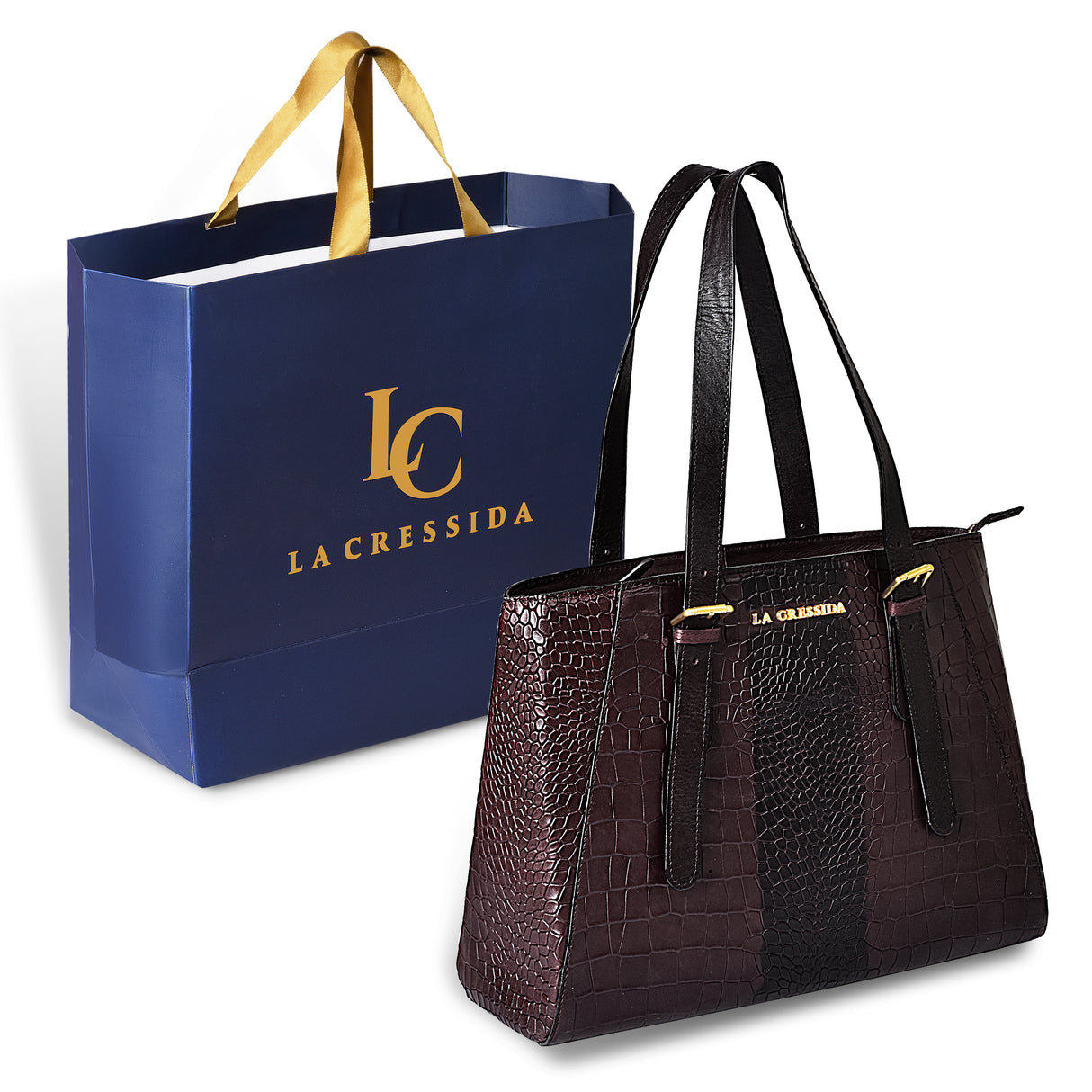 La Cressida Luxurious Croc-Embossed Leather Tote Bag