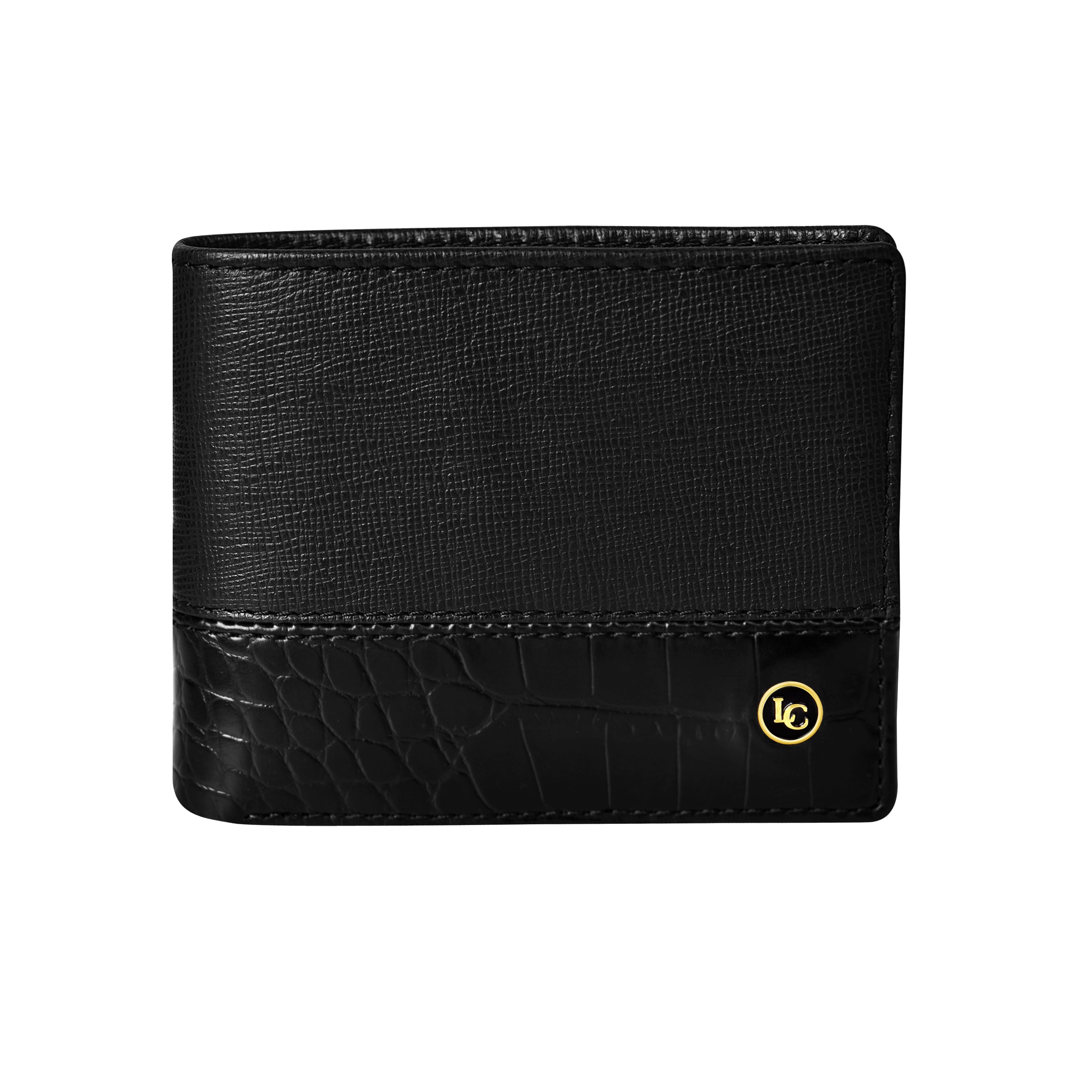 La Cressida Black Men's Saffiano Leather Bi-fold Wallet