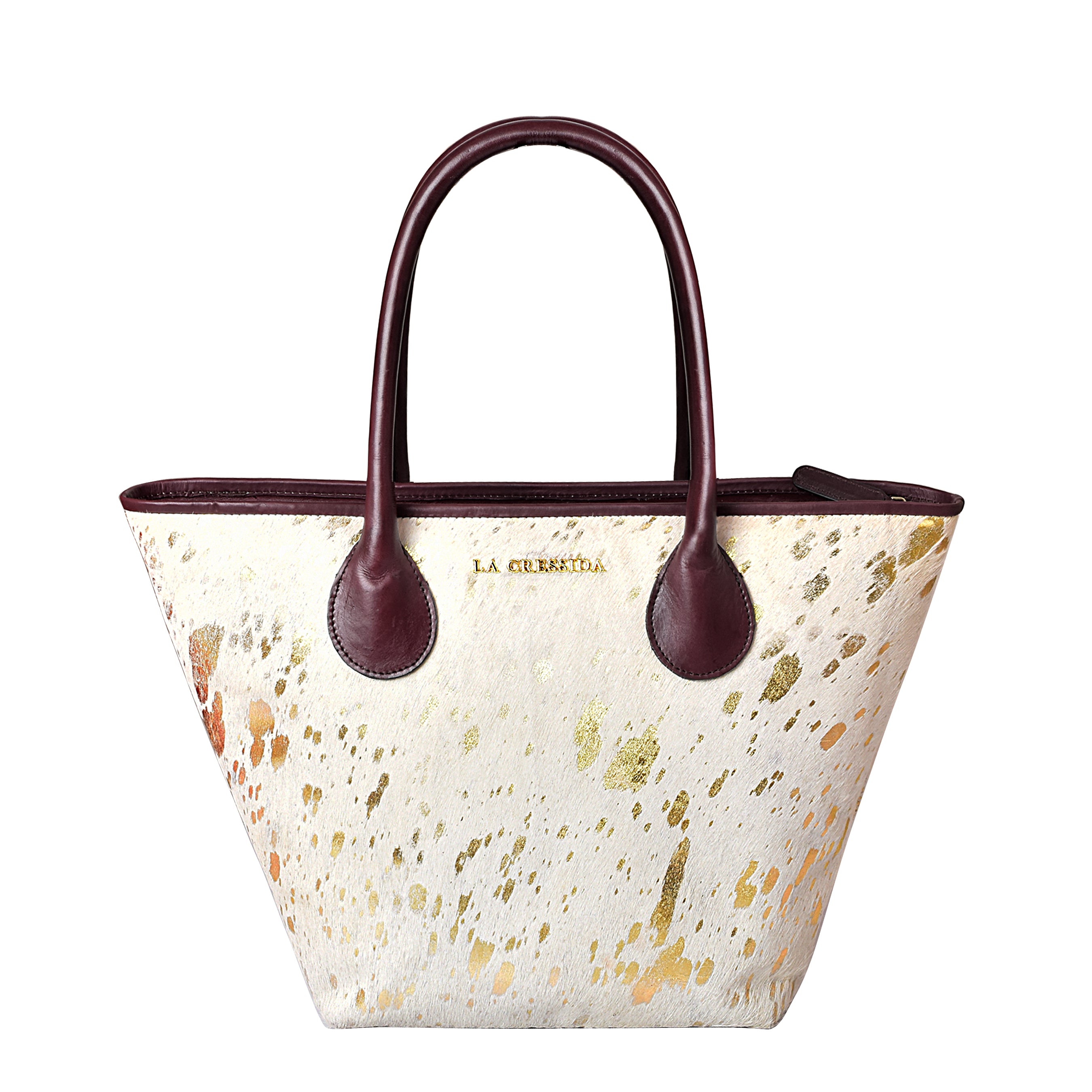 La Cressida Gold Speckled Cowhide Leather Tote Bag
