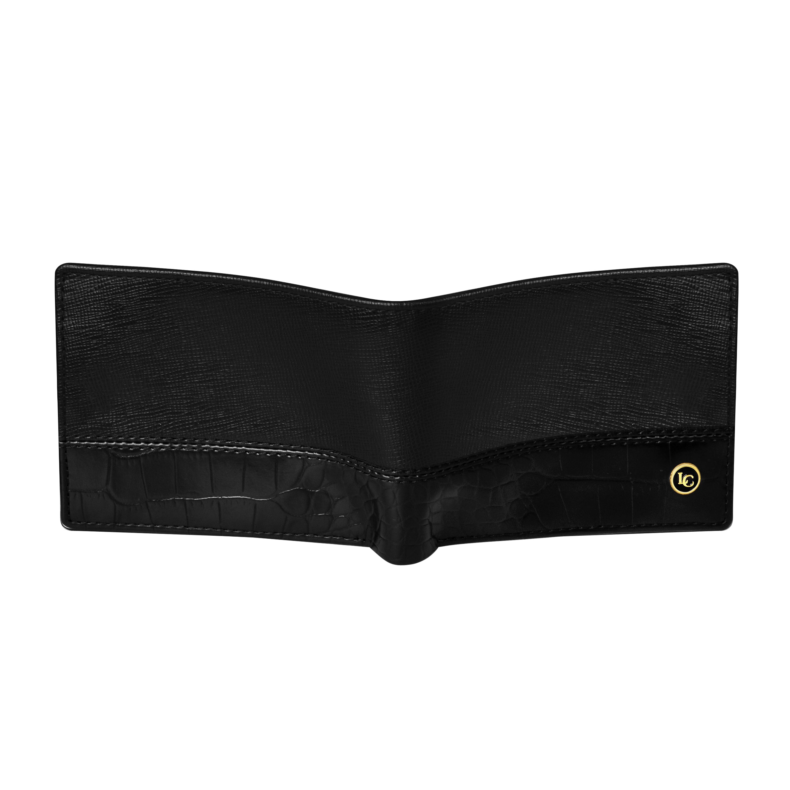 La Cressida Black Men's Saffiano Leather Bi-fold Wallet