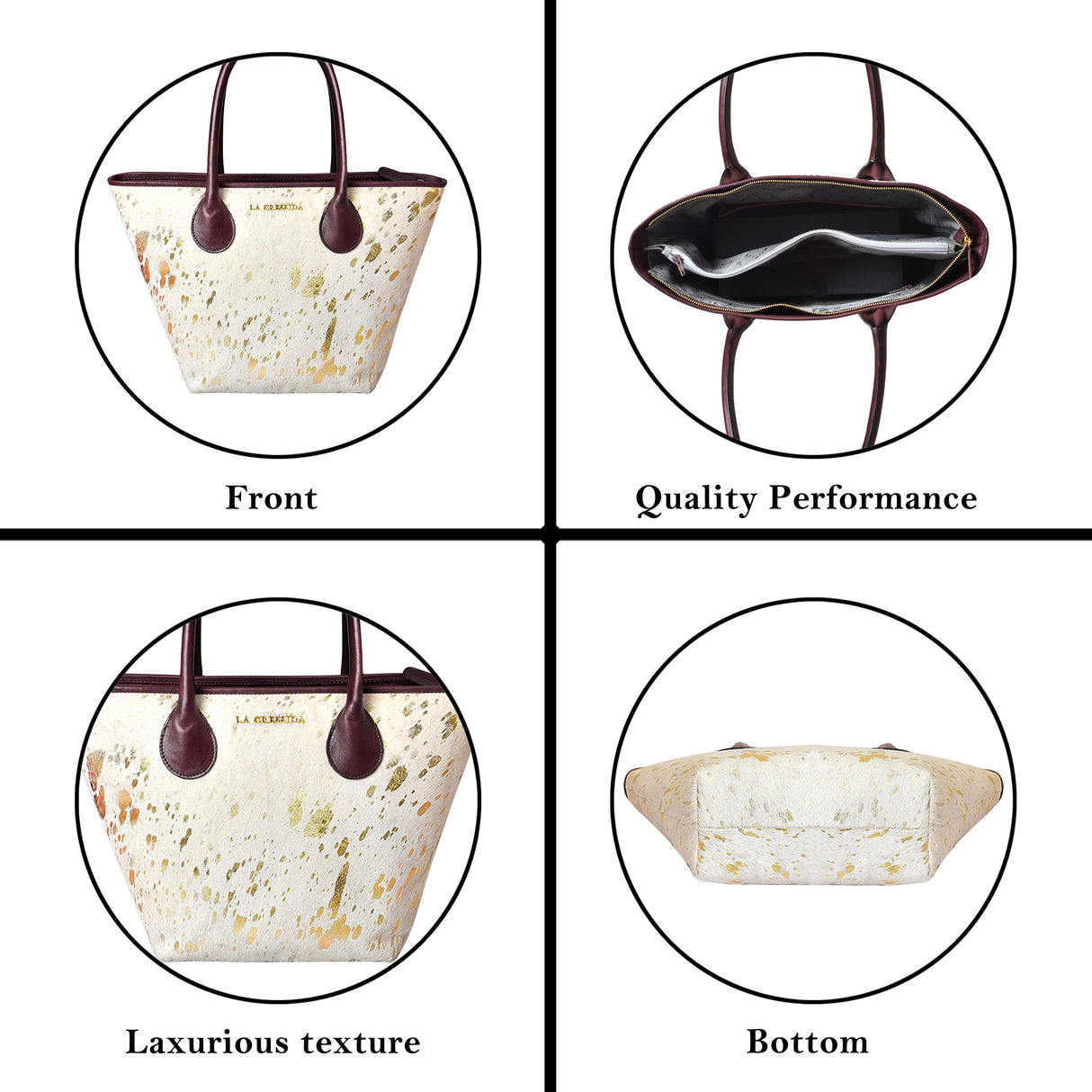 La Cressida Gold Speckled Cowhide Leather Tote Bag