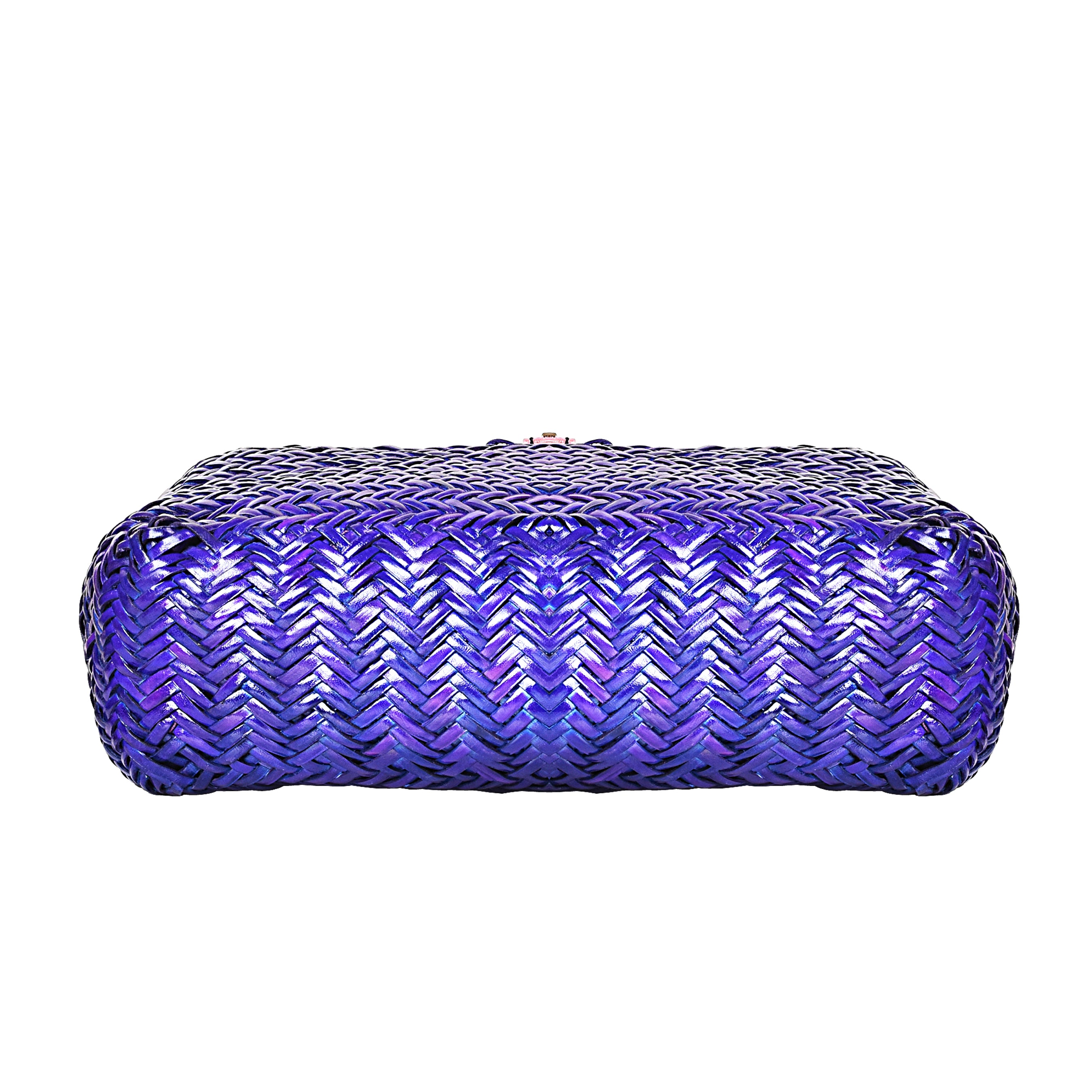 La Cressida Purple Woven Leather Tote Bag