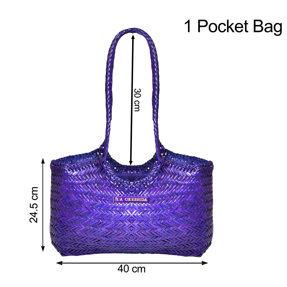 La Cressida Purple Woven Leather Tote Bag