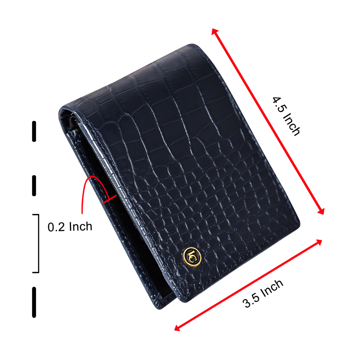 La Cressida Men's Navy Blue Croco Print Bi-fold Leather Wallet