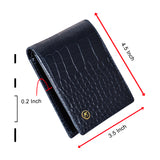 La Cressida Men's Navy Blue Croco Print Bi-fold Leather Wallet