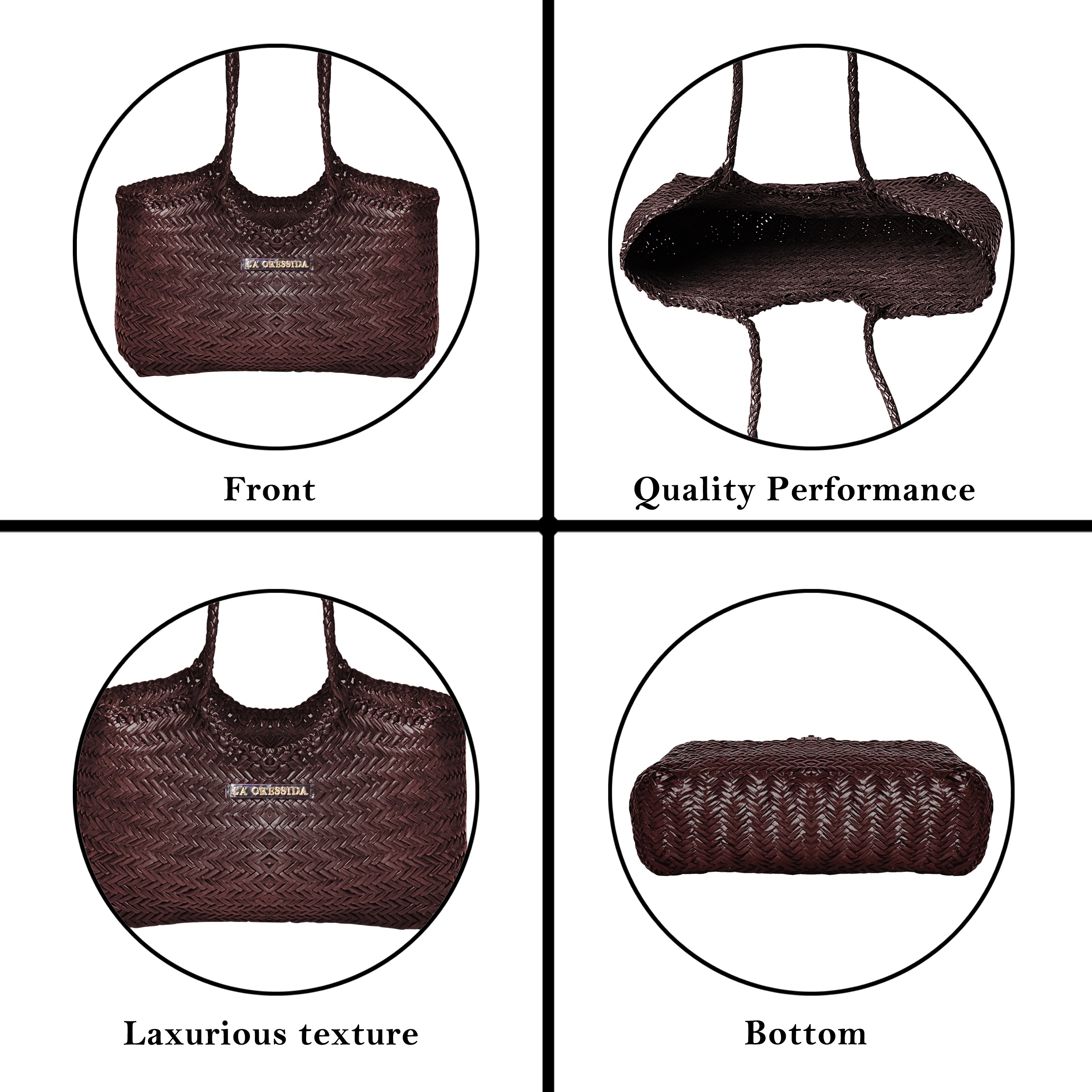 La Cressida Brown Woven Leather Tote Bag