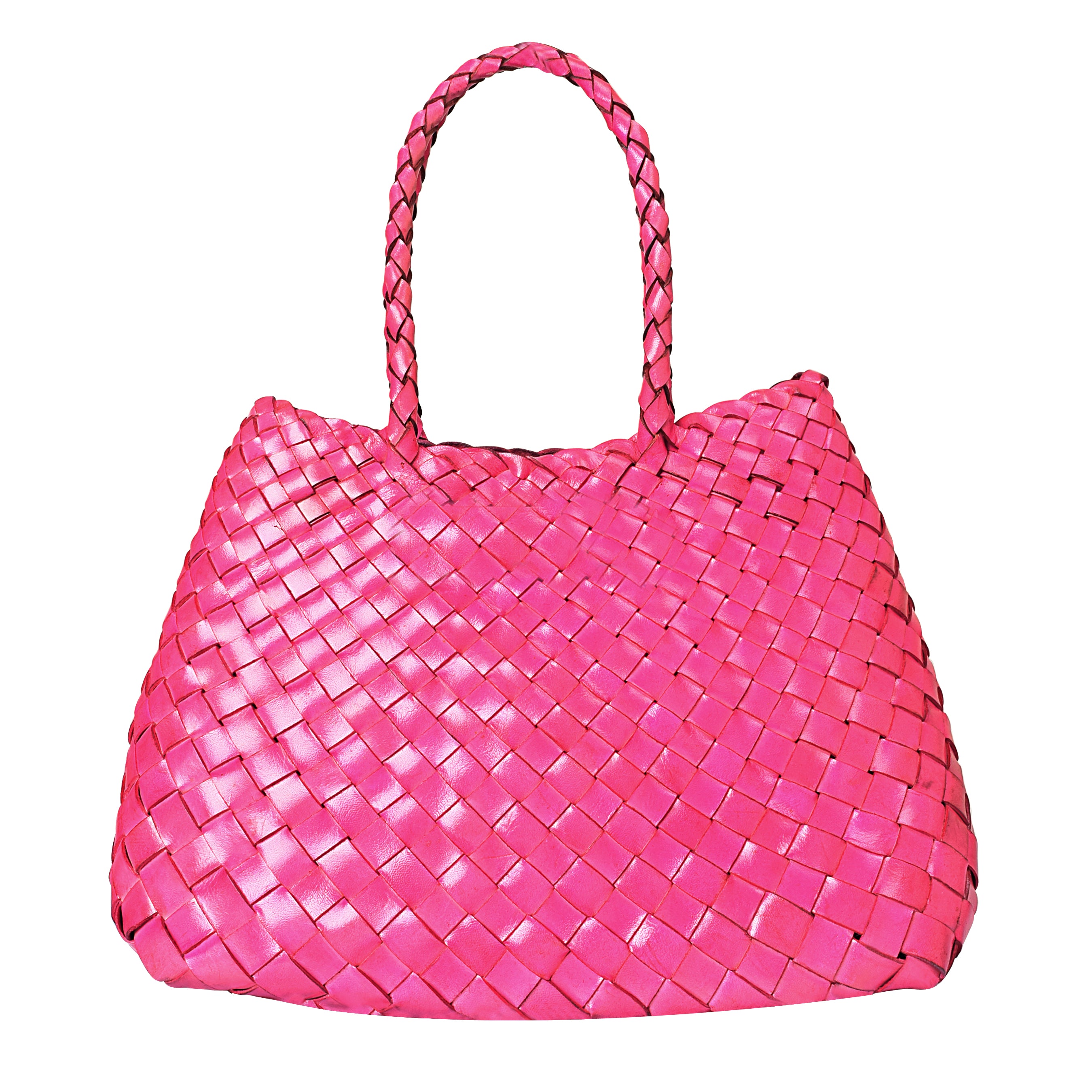 La Cressida Effortlessly Chic Pink Hand Woven Summer Leather Tote Bag