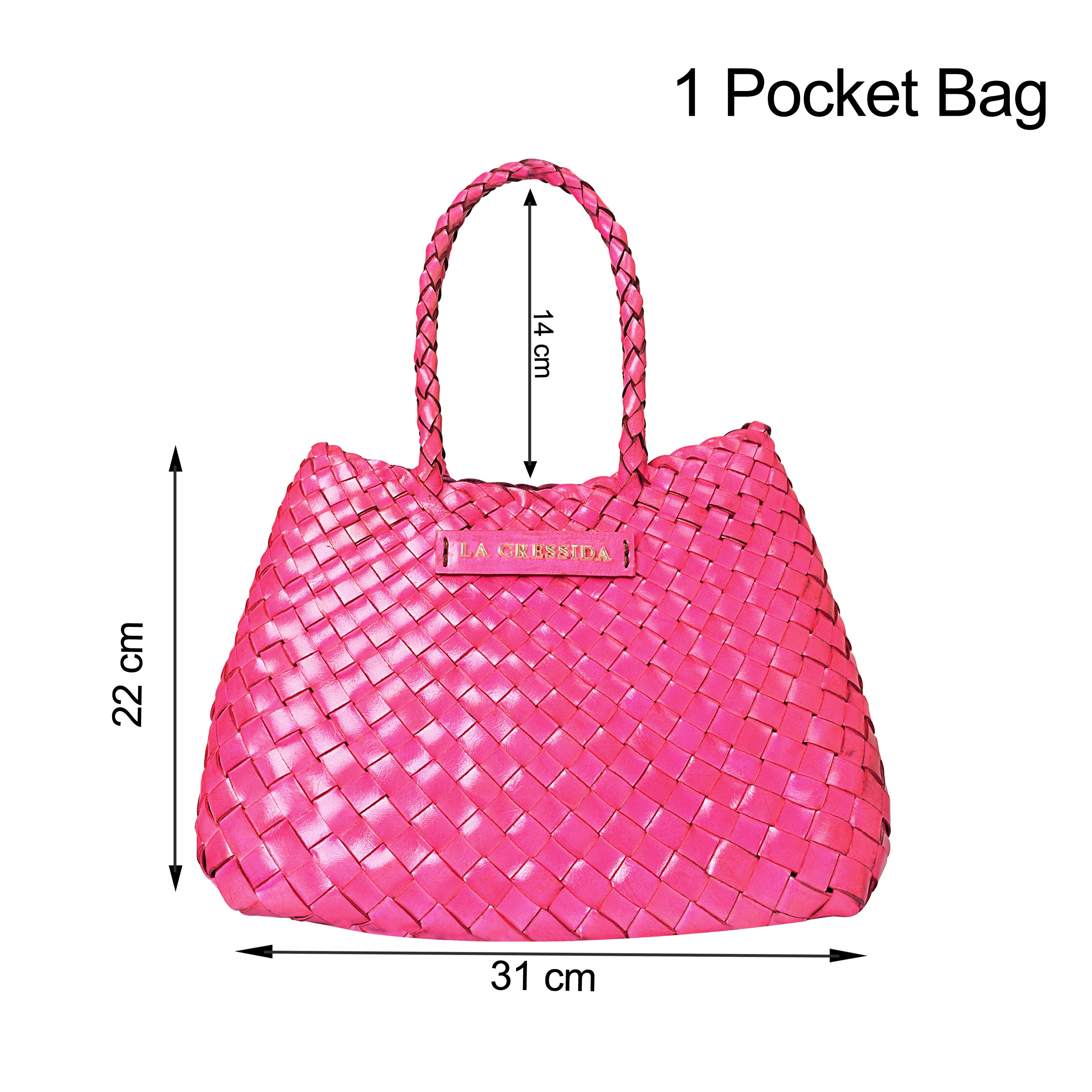 La Cressida Effortlessly Chic Pink Hand Woven Summer Leather Tote Bag