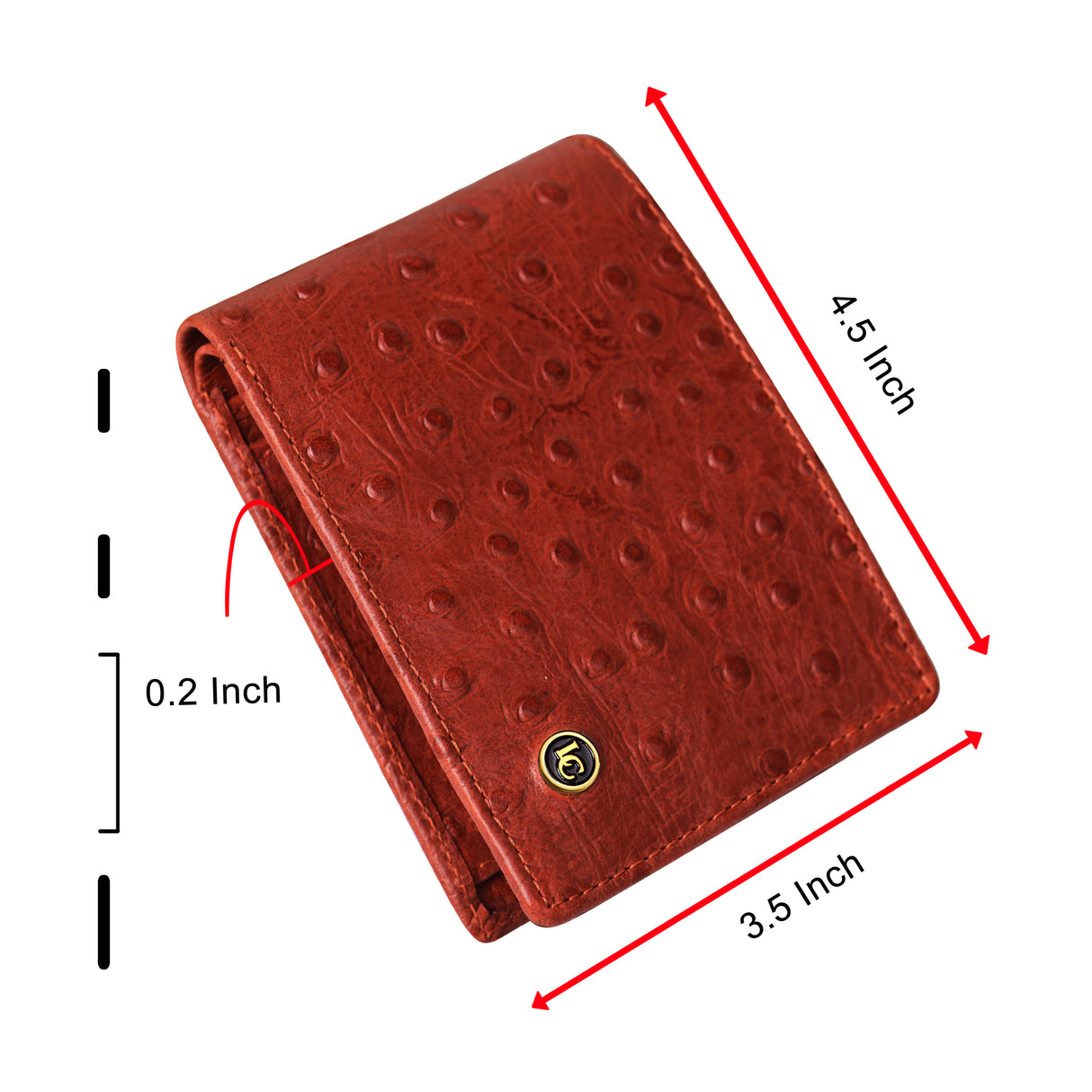 La Cressida Orange Men's Ostrich Print Leather Bi-fold Wallet