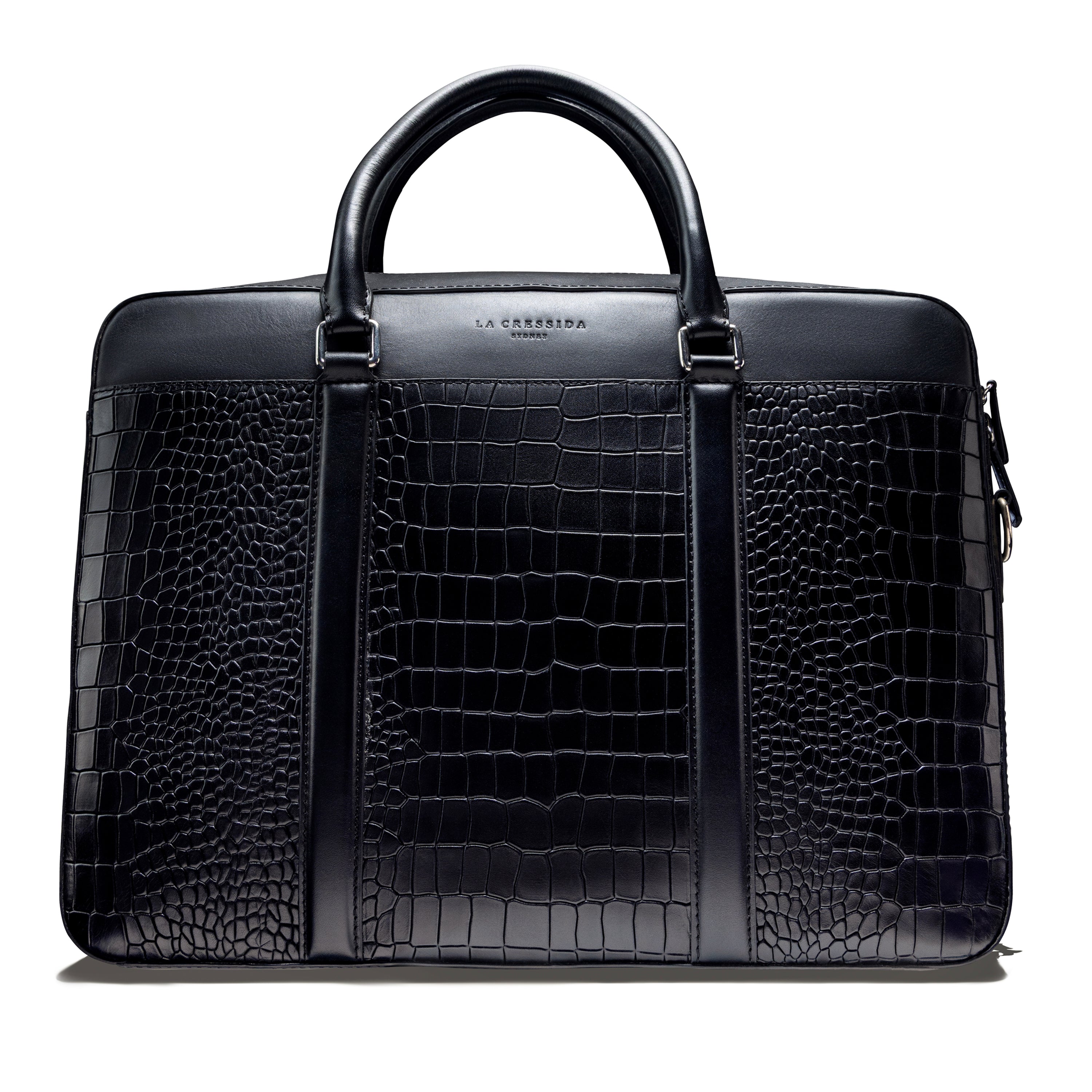 La Cressida Black Croco Men Laptop Bag