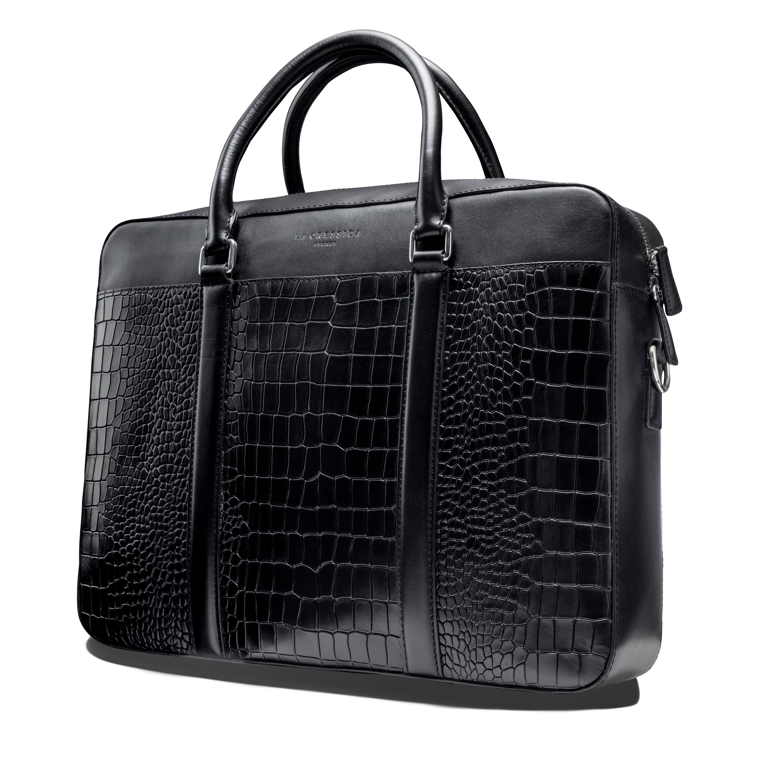 La Cressida Black Croco Men Laptop Bag