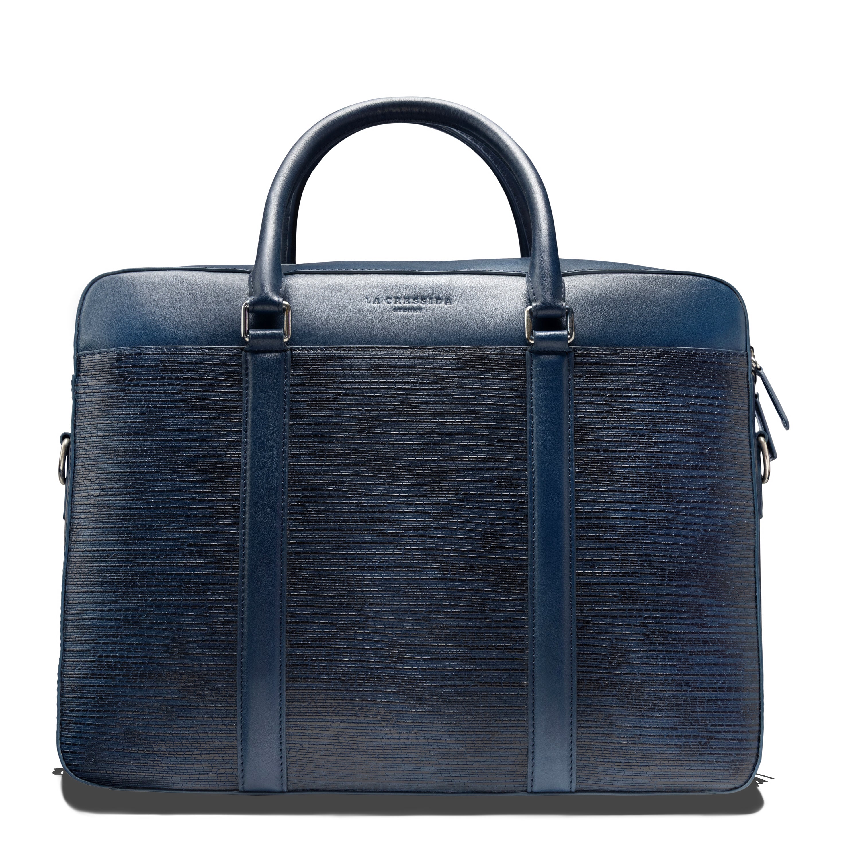 Blue Saffiano Men Laptop Bag | La Cressida