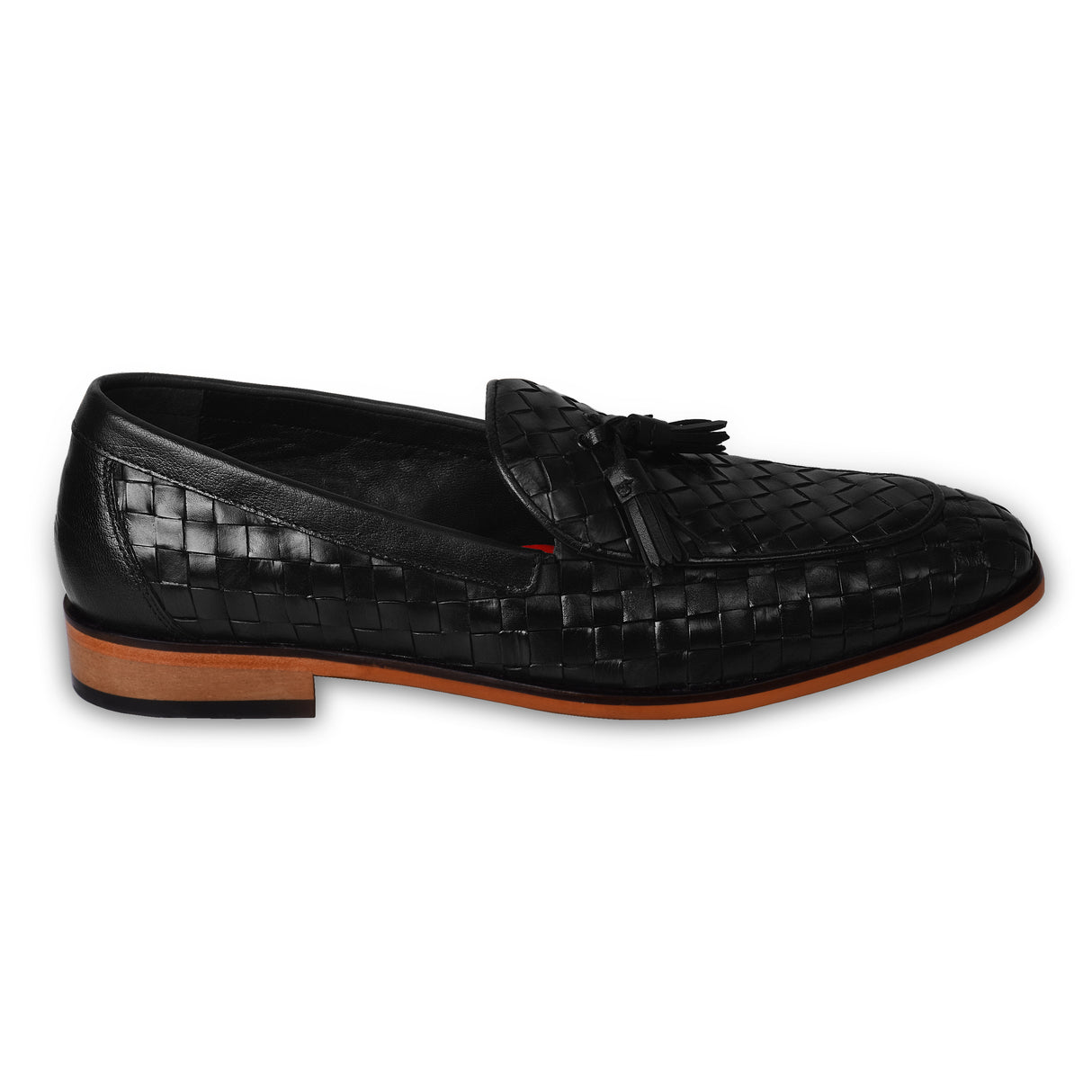 La Cressida Men's Black Handwoven Leather Tassel Loafer