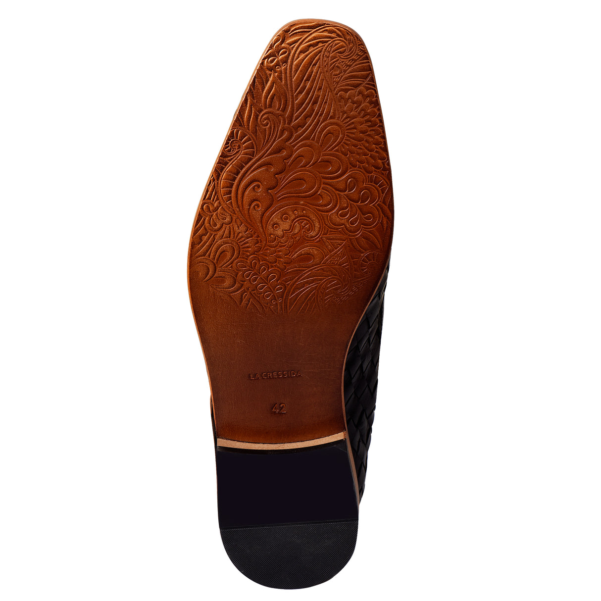 La Cressida Men's Black Handwoven Leather Tassel Loafer