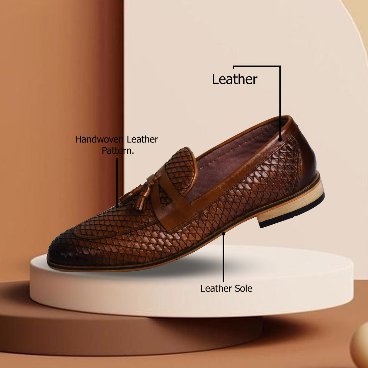 La Cressida Men's Brown Handwoven Diamond Cut Tassel Loafer