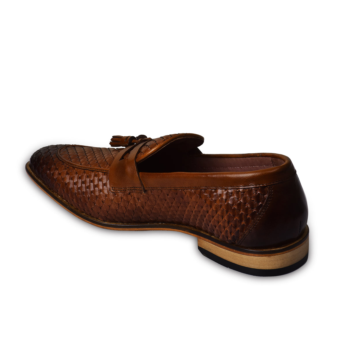 La Cressida Men's Brown Handwoven Diamond Cut Tassel Loafer