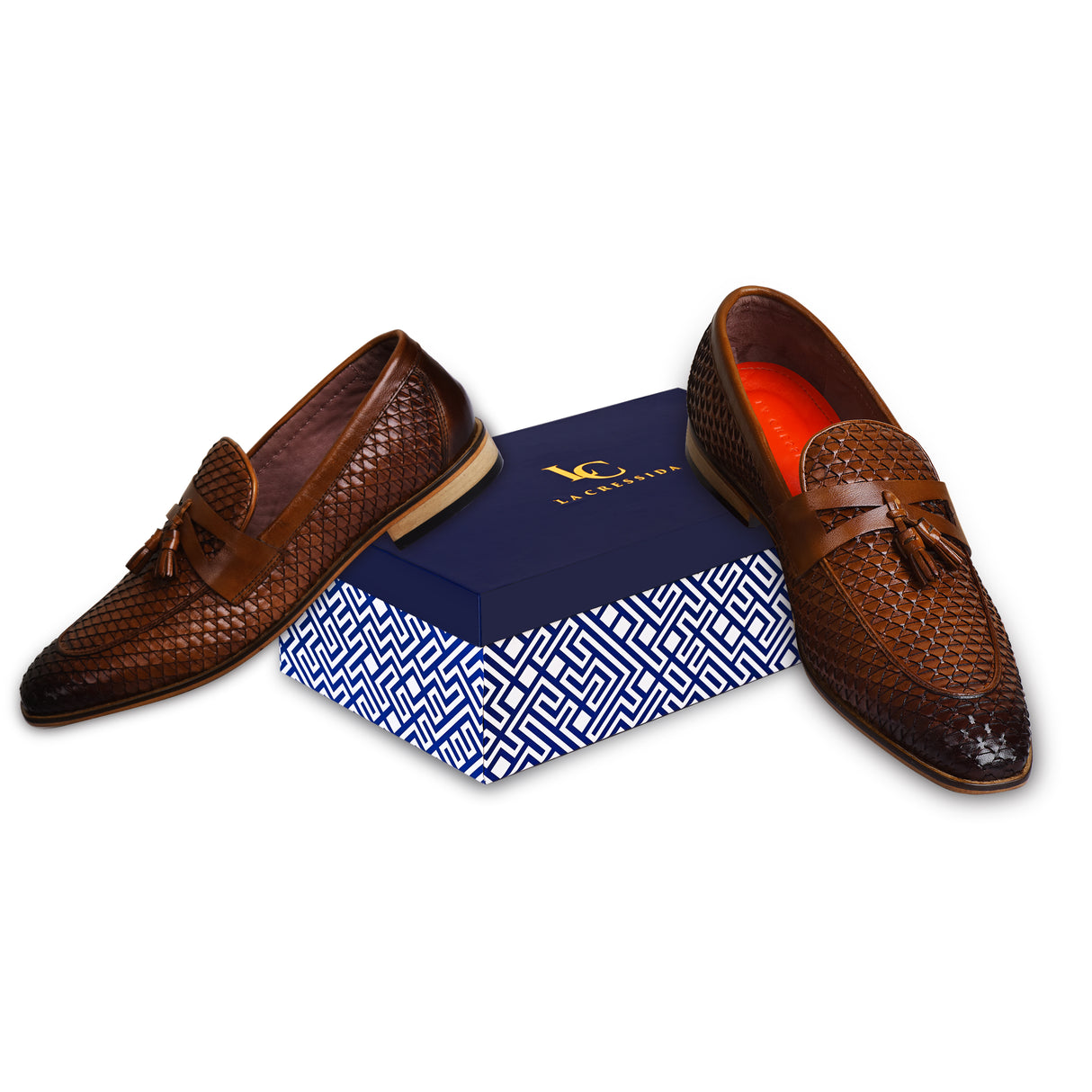 La Cressida Men's Brown Handwoven Diamond Cut Tassel Loafer