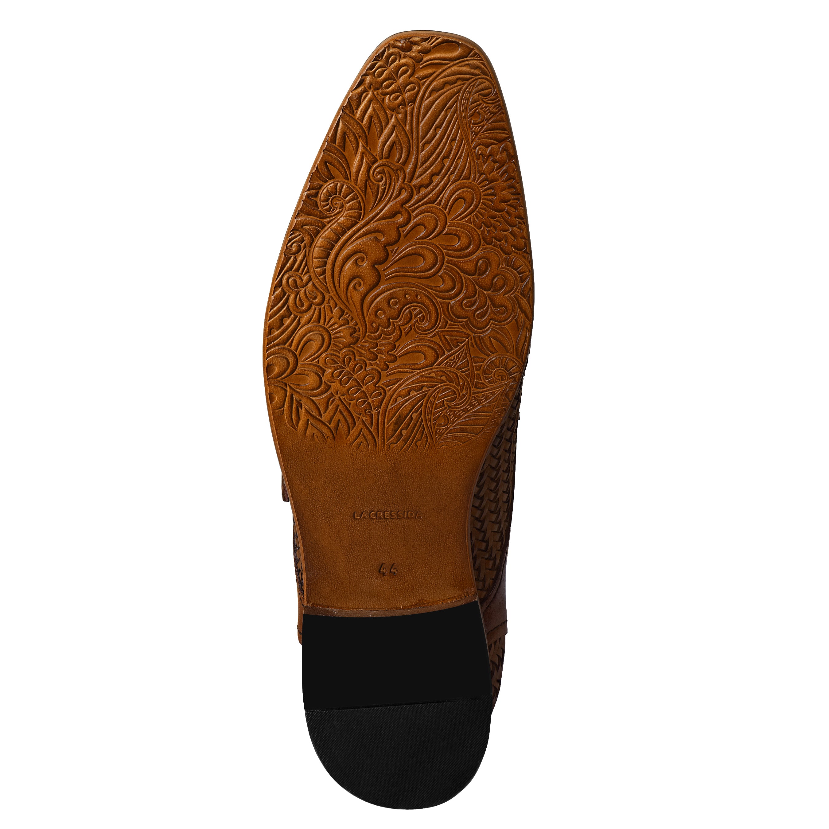 La Cressida Men's Brown Handwoven Leather Monk Strap Shoe