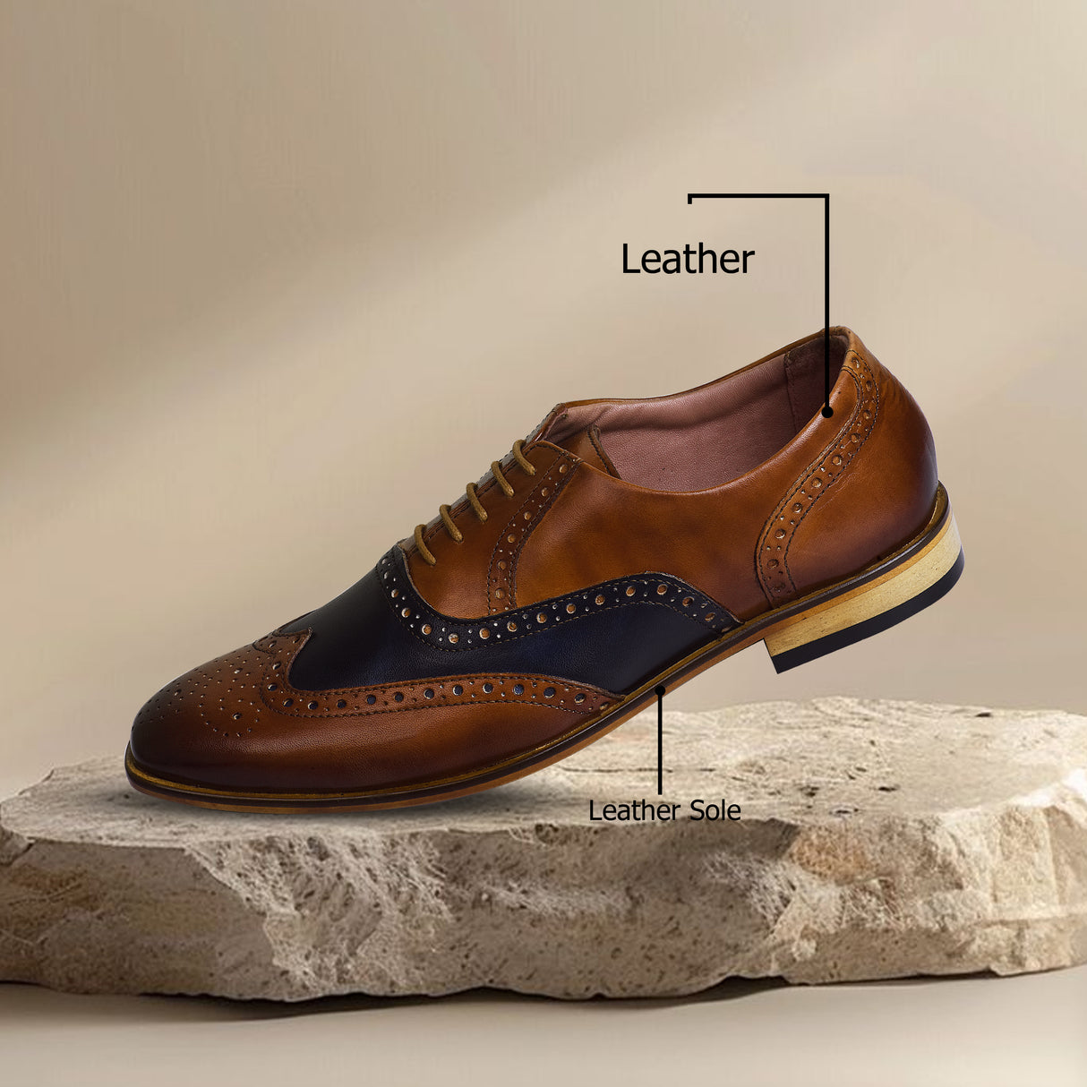 La Cressida Men's Two-Tone Leather Brogue Dress Shoe