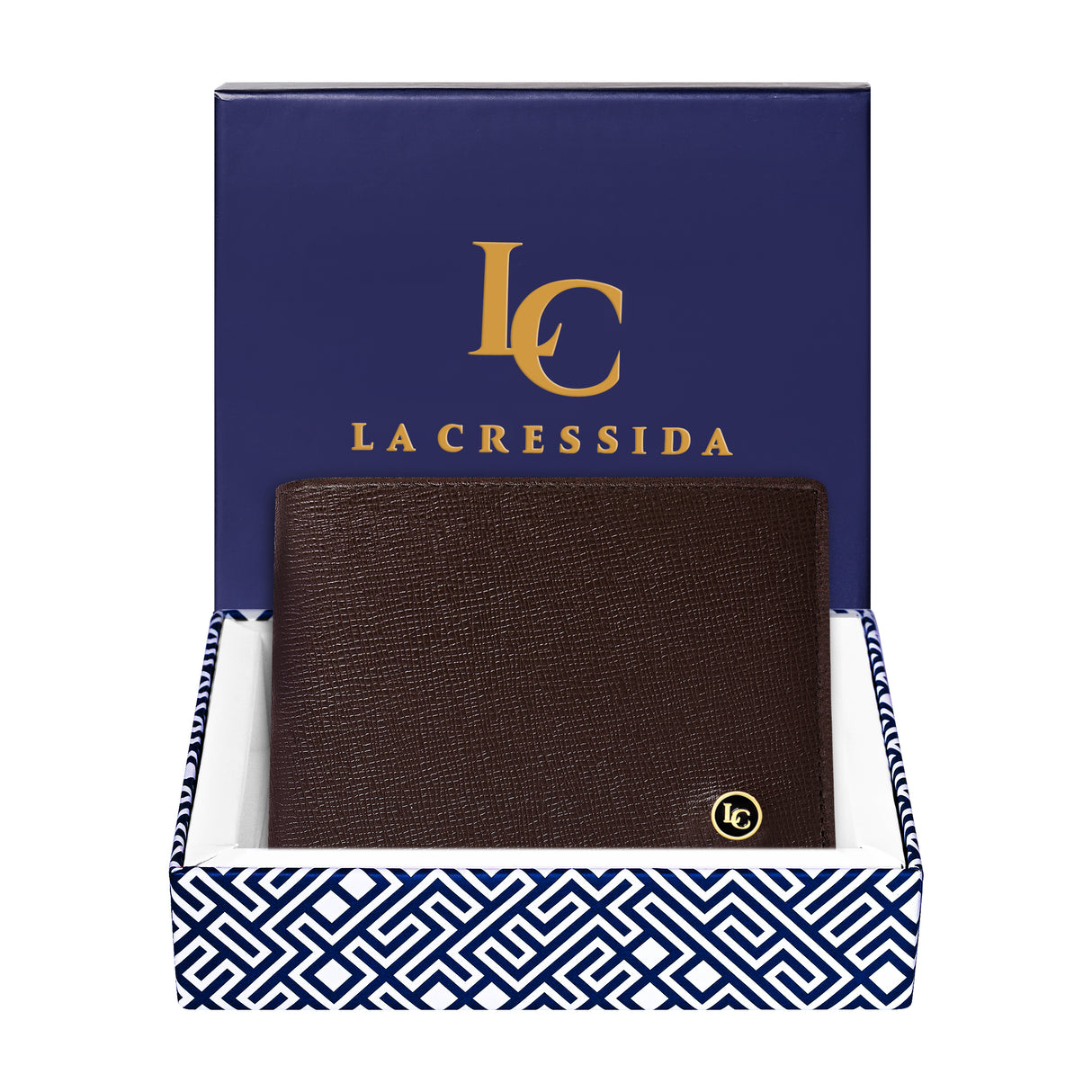 La Cressida Men's Saffiano Brown Leather Wallet