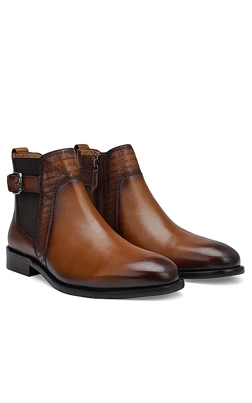 Tan Plain Leather Boots