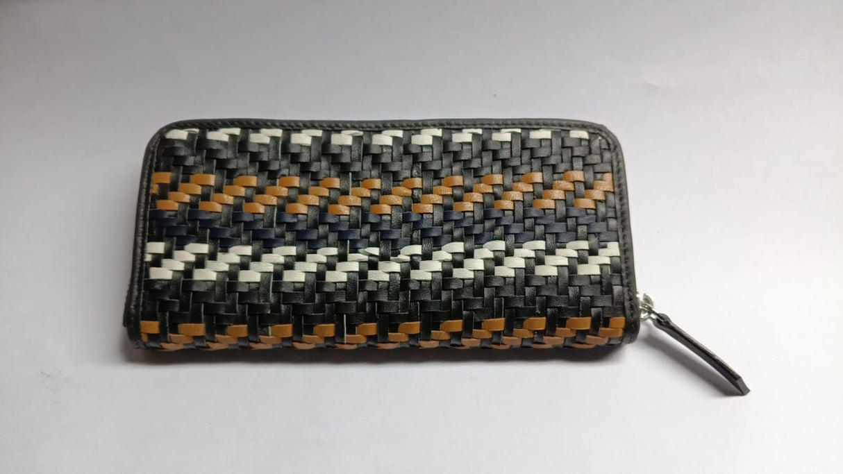 Women hand weaved leather clutch