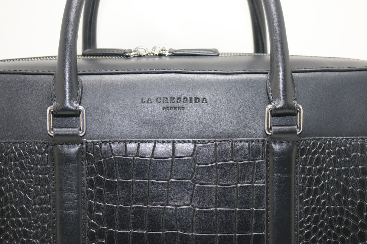 La Cressida Black Croco Men Laptop Bag