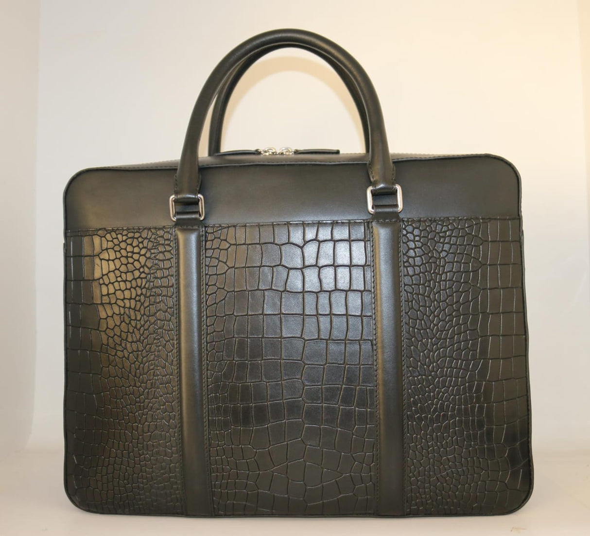 La Cressida Black Croco Men Laptop Bag