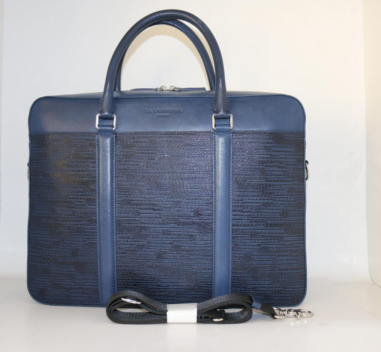La Cressida Blue Saffiano Men Laptop Bag