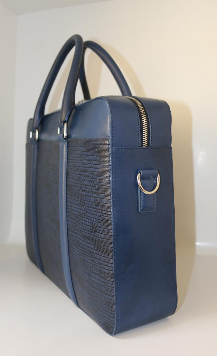 La Cressida Blue Saffiano Men Laptop Bag